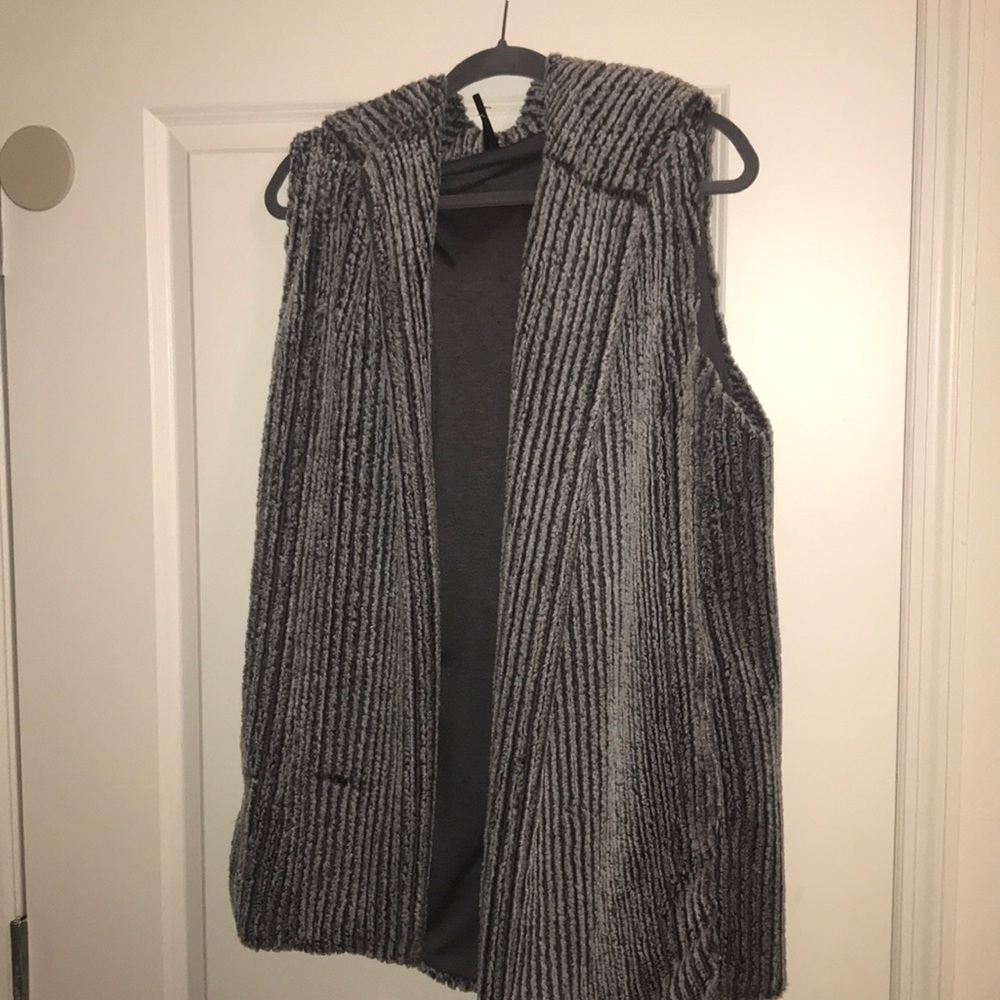 Hooded faux fur vest